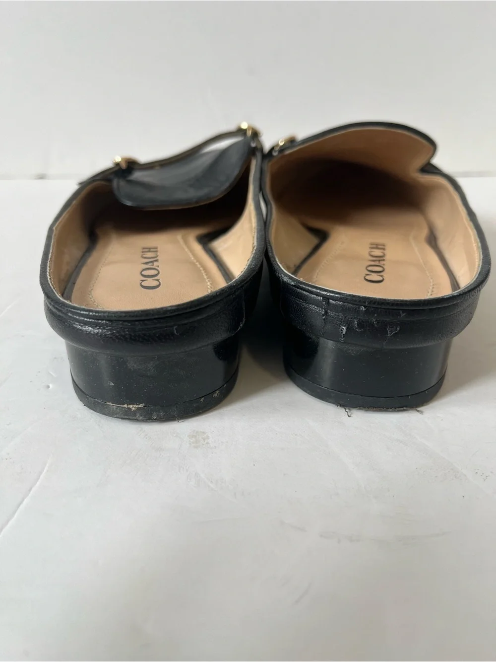 Coach Irene Black Leather point-toe Slip-On Mule Loafers size 9B